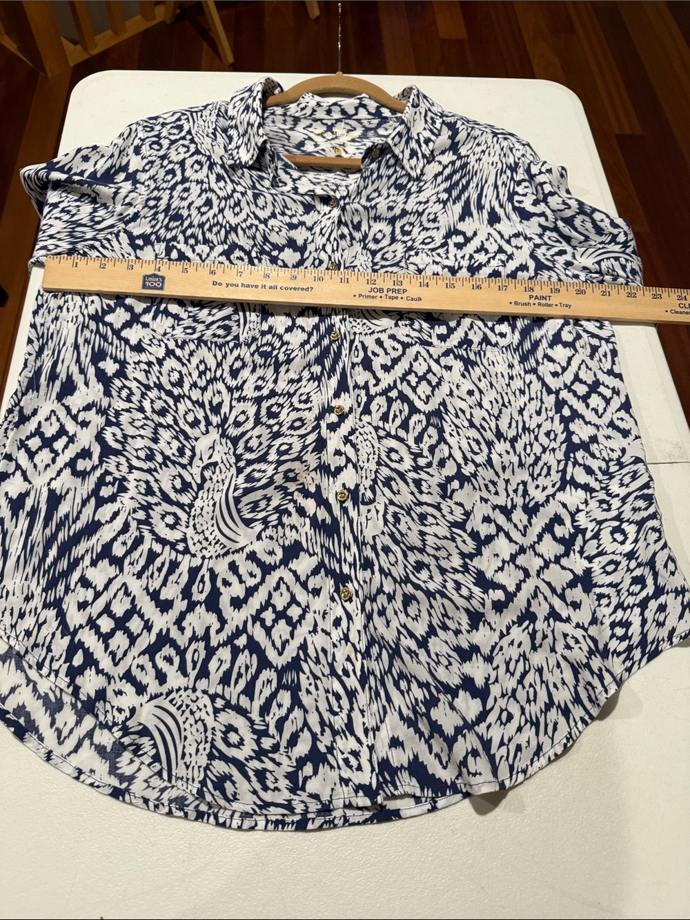 Lilly Pulitzer Navy & White Ikat Print Button-Down Shirt Casual Office Preppy L - Picture 10 of 12